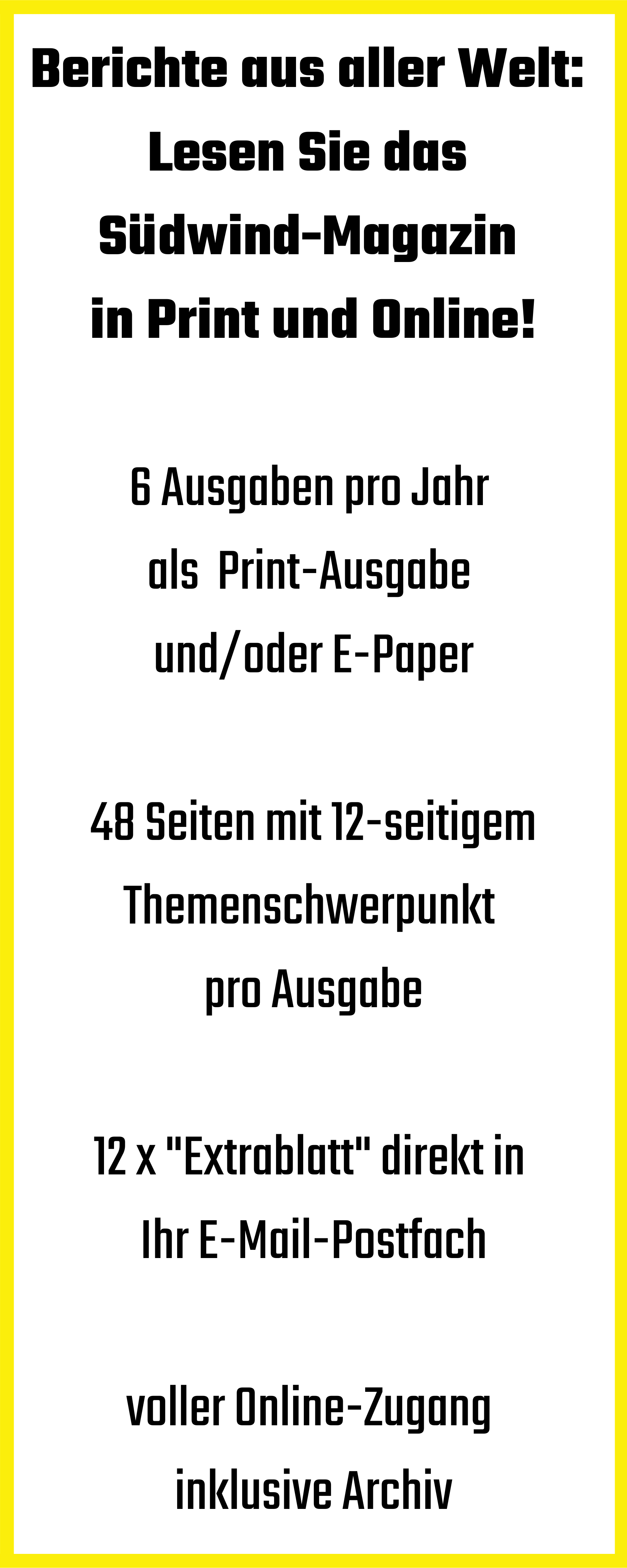 Südwind-Magazin Abo-Paket Basic