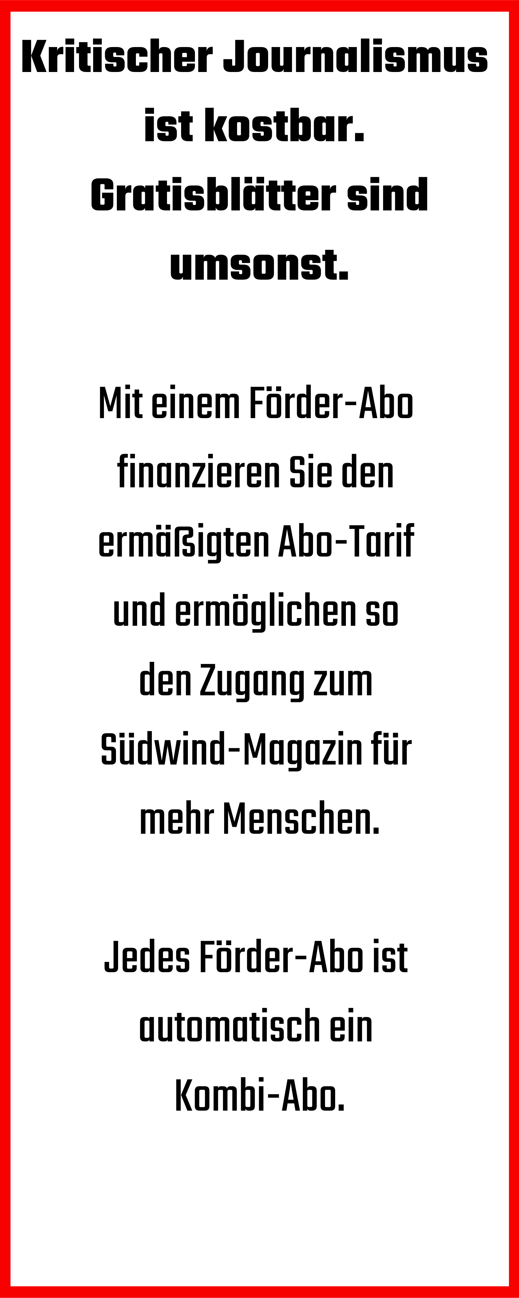 Südwind-Magazin Abo-Paket Förder