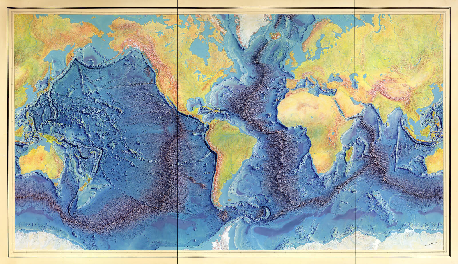 Weltkarte, die den Meeresboden zeigt
