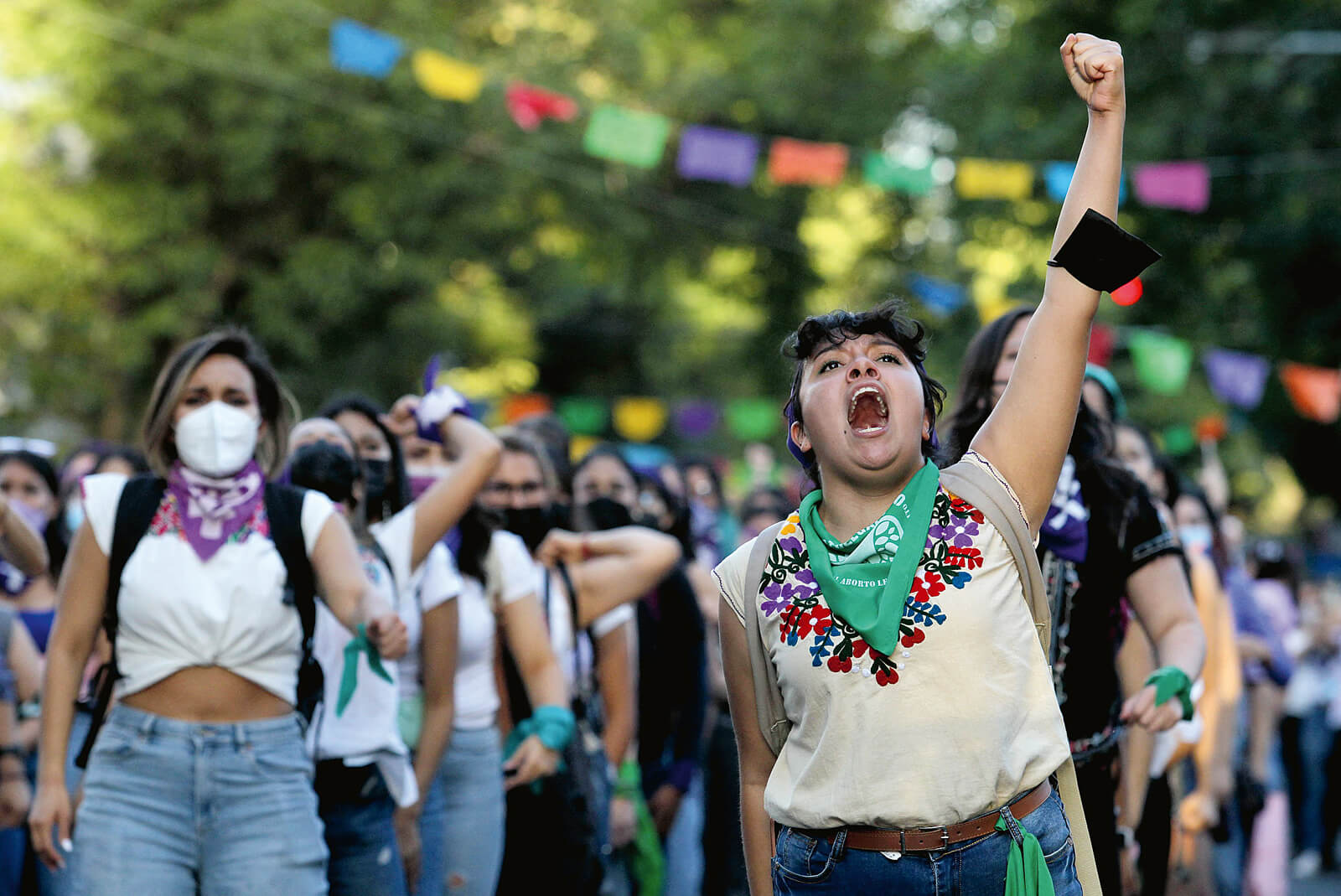 Demonstrierende Frauen in Mexiko